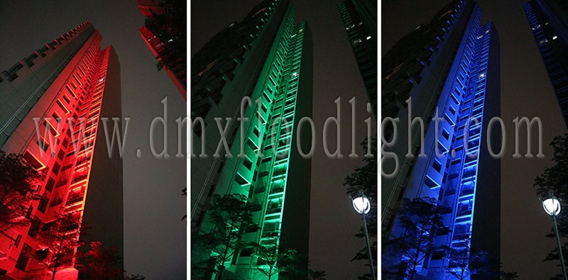 dmx rgb flood light for 32 storeys building lighting